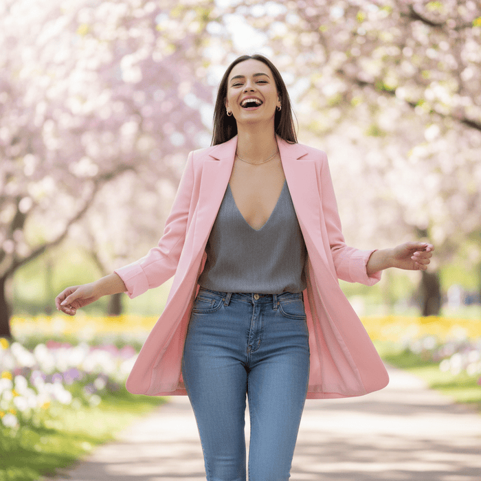 Women's Elegant Open Front Blazer – Tailored Wool & Hip - Length Silhouette - Monsta Online