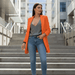 Women's Elegant Open Front Blazer – Tailored Wool & Hip - Length Silhouette - Monsta Online