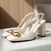 Rhinestone Slingback Heels – Women's 8cm Block Heel Office Shoes - Monsta Online