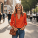 Miran Ruffle Blouse – Women's Long Sleeve V - Neck Ruffled Blouse - Monsta Online