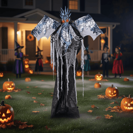 6ft Sound - Activated Halloween Animatronic Dragon Ghost – Roaring Sound, Posable Wings and Light - Up Eyes - Monsta Online