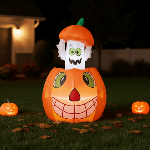 2.8FT Animated Halloween Inflatable Pumpkin Ghost with LED Lights – Animated Blow Up Decoration - Monsta Online