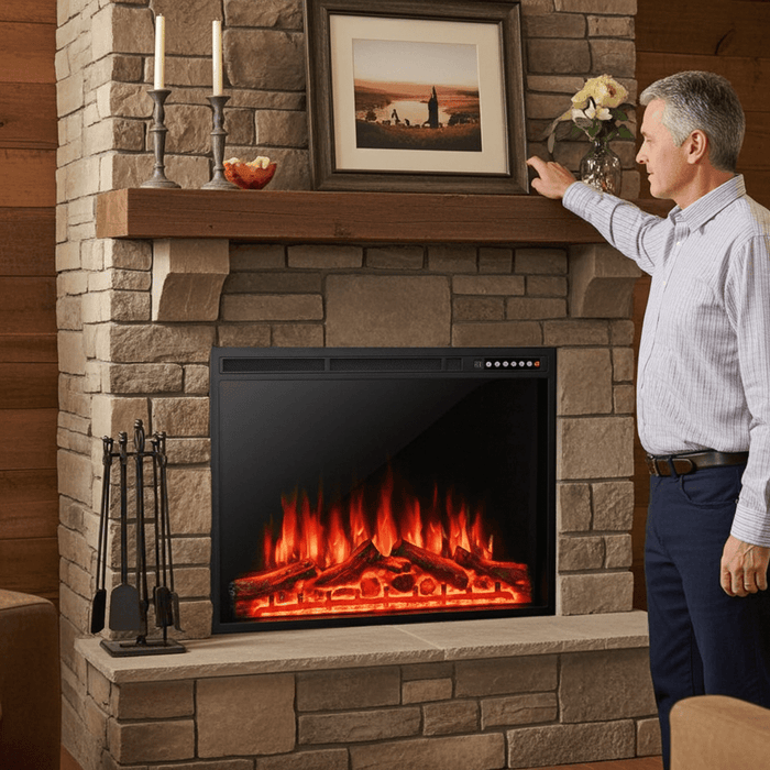 37 Inch Recessed Electric Fireplace Insert with Remote and Flame Settings - Monsta Online