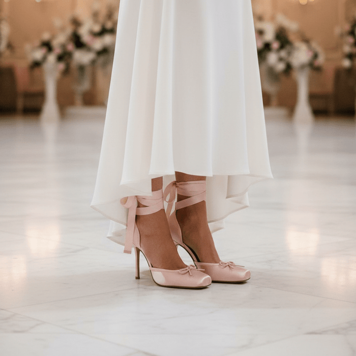 Aubrielle Ballet Pump Heels – Luxury Bridal Satin Stiletto with Ribbon Ankle Tie & Cushioned Insole - Monsta Online