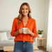 Miran Ruffle Blouse – Women's Long Sleeve V - Neck Ruffled Blouse - Monsta Online