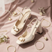 Rhinestone Slingback Heels – Women's 8cm Block Heel Office Shoes - Monsta Online