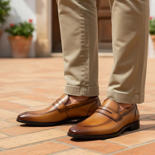 Rowan Penny Loafers – Men's Classic Leather & Suede Slip - On Dress Shoes - Monsta Online