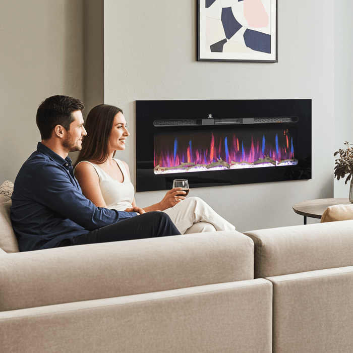 50 Inch Recessed Electric Fireplace Insert Wall Mountable with Adjustable Flames and Remote - Monsta Online