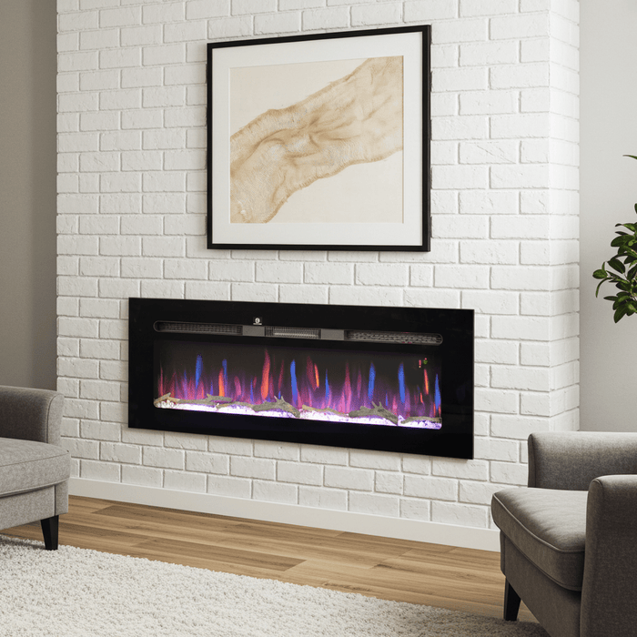 50 Inch Recessed Electric Fireplace Insert Wall Mountable with Adjustable Flames and Remote - Monsta Online