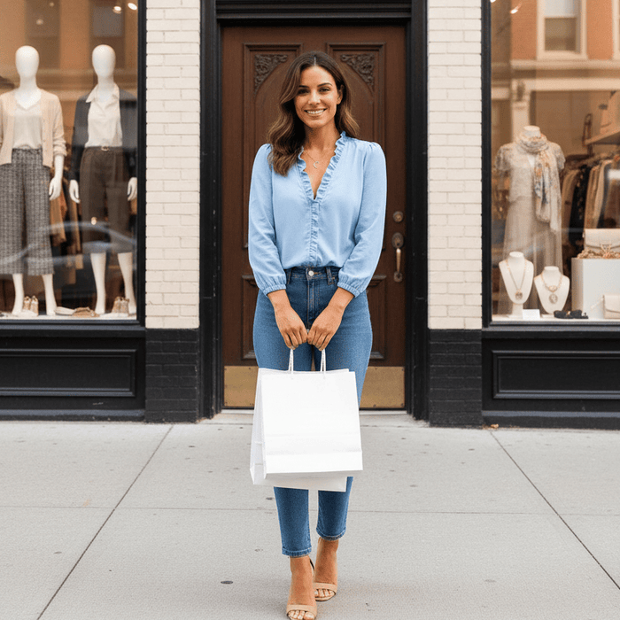 Miran Ruffle Blouse – Women's Long Sleeve V - Neck Ruffled Blouse - Monsta Online