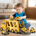 Construction Truck Toy Set – 5 - Piece Carrier Truck with Lights, Sounds & Foldable Ramp - Monsta Online
