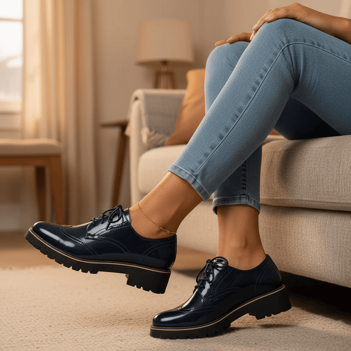 Solenya Lace - Up Shoes – Women's Shiny Glossy Casual Flat Shoes - Monsta Online