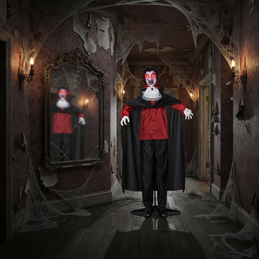5.7ft Sound - Activated Animatronic Halloween Vampire Prop - Light - Up Eyes and Swaying Body - Monsta Online