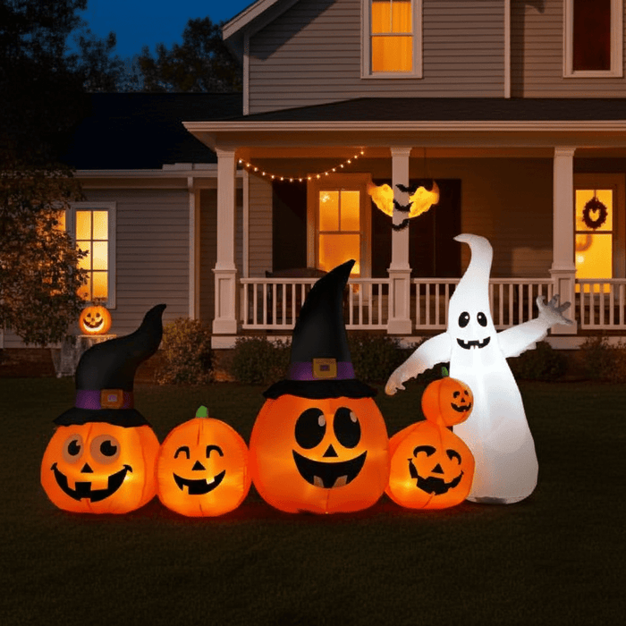 8FT Halloween Inflatable Pumpkins with Ghost – Lighted Blow Up Yard Decoration - Monsta Online