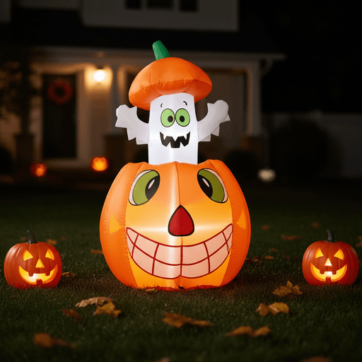 2.8FT Animated Halloween Inflatable Pumpkin Ghost with LED Lights – Animated Blow Up Decoration - Monsta Online