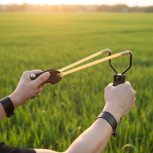 Collapsible Wrist Slingshot – High - Velocity Aluminum Frame with Leather Pouch for Ages 12+ - Monsta Online