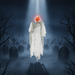 4ft Sound - Activated Hanging Animated Pumpkin Ghost – Red Glowing Eyes, Creepy Howling Sounds - Monsta Online