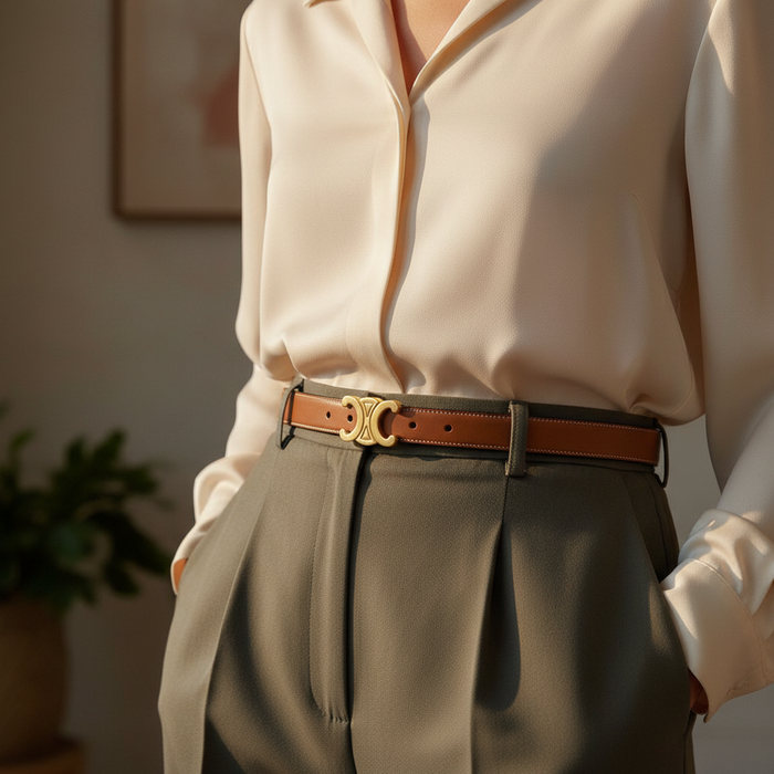 Luxuriöser Ledergürtel mit Goldschnalle – Eleganter, verstellbarer Taillengürtel für Damen & Herren