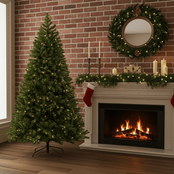 6ft Pre - Lit Artificial Christmas Tree with 300 LED Lights and Metal Stand - Monsta Online