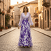 Valentina Floral Maxi Dress – Women's V Neck Balloon Sleeve Printed Wedding Guest Dress - Monsta Online