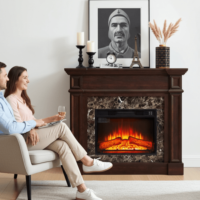 46 Inch Electric Mantel Fireplace Heater with Remote and 3 Flame Brightness Levels - Monsta Online