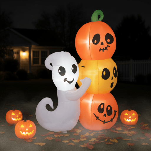 5 FT Halloween Inflatable Ghost and Pumpkin with LED Lights - Monsta Online