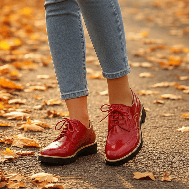 Solenya Lace - Up Shoes – Women's Shiny Glossy Casual Flat Shoes - Monsta Online
