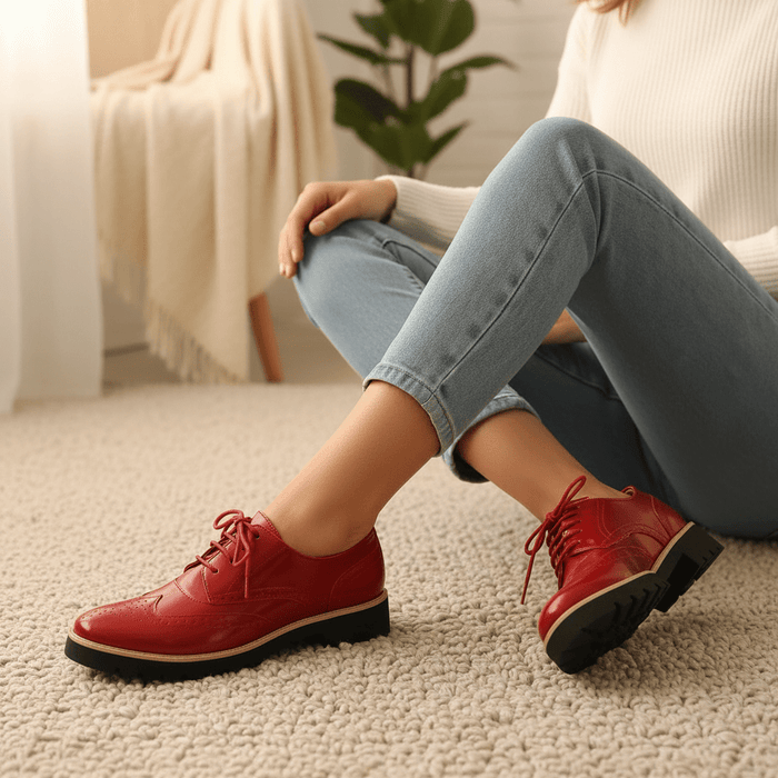 Solenya Lace - Up Shoes – Women's Shiny Glossy Casual Flat Shoes - Monsta Online