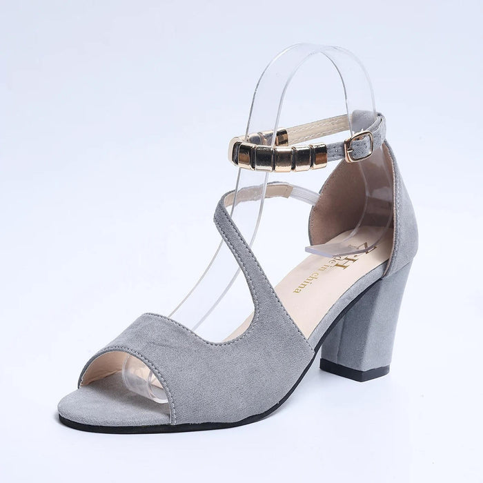 Women's Chic Ankle Strap Block Heel Sandals – Cushioned Footbed, Adjustable Strap for All - Day Comfort - Monsta Online