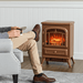 22 Inch Dark Brown Freestanding Electric Fireplace Heater with Realistic Flames - Monsta Online