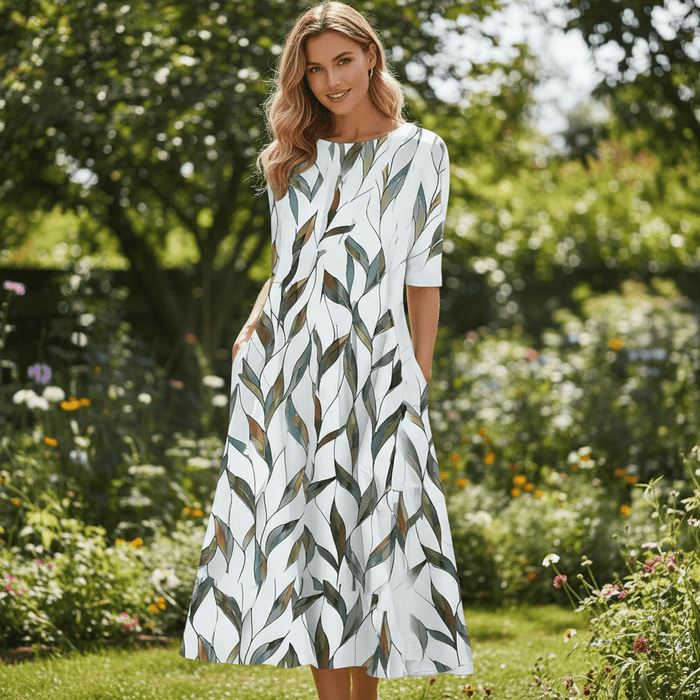 Harlow A - Line Midi Dress – Women's Elegant Flowy Midi Dress - Monsta Online