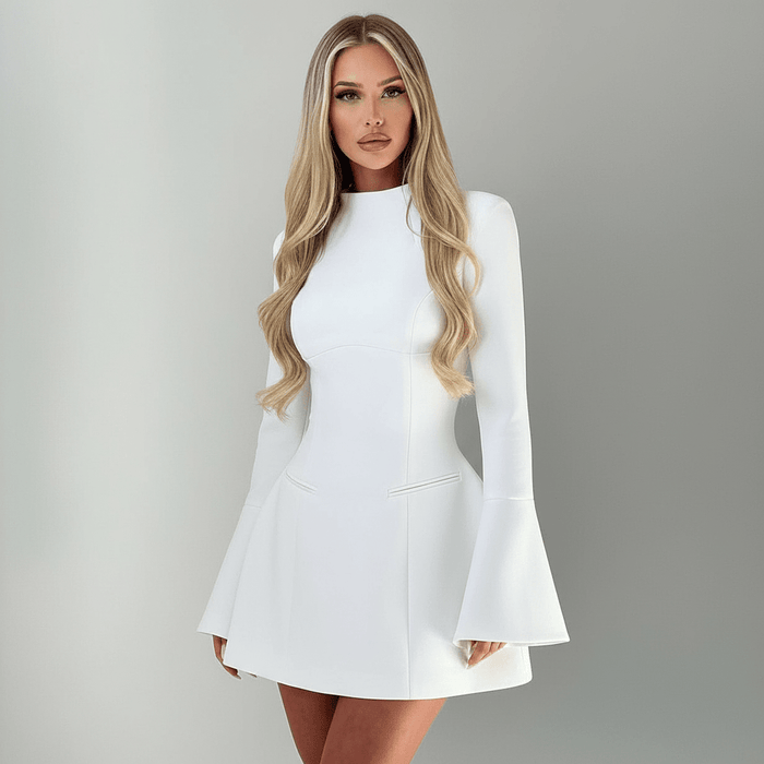Donnabeth High - Neck Mini Dress – Women's Fitted Elegant Cocktail Dress - Monsta Online