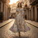 Lynor Floral Dress – Women's Elegant Day - to - Night Midi Dress - Monsta Online