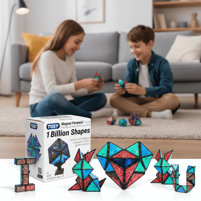 Monsta Magnet Pyramid Stones Set: 14pc Magnetic STEM Puzzle & Fidget Toy with 243 Rare Earth Magnets - Monsta Online