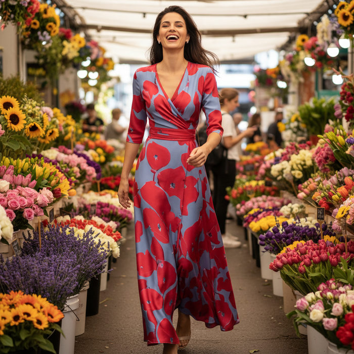 Lynor Floral Dress – Women's Elegant Day - to - Night Midi Dress - Monsta Online