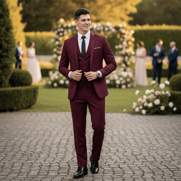 Dominic 3 - Piece Slim Fit Suit – Men's Notch Lapel Blazer, Waistcoat & Trousers Set - Monsta Online