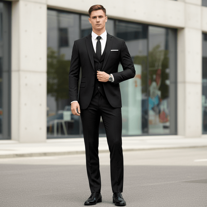 Dominic 3 - Piece Slim Fit Suit – Men's Notch Lapel Blazer, Waistcoat & Trousers Set - Monsta Online