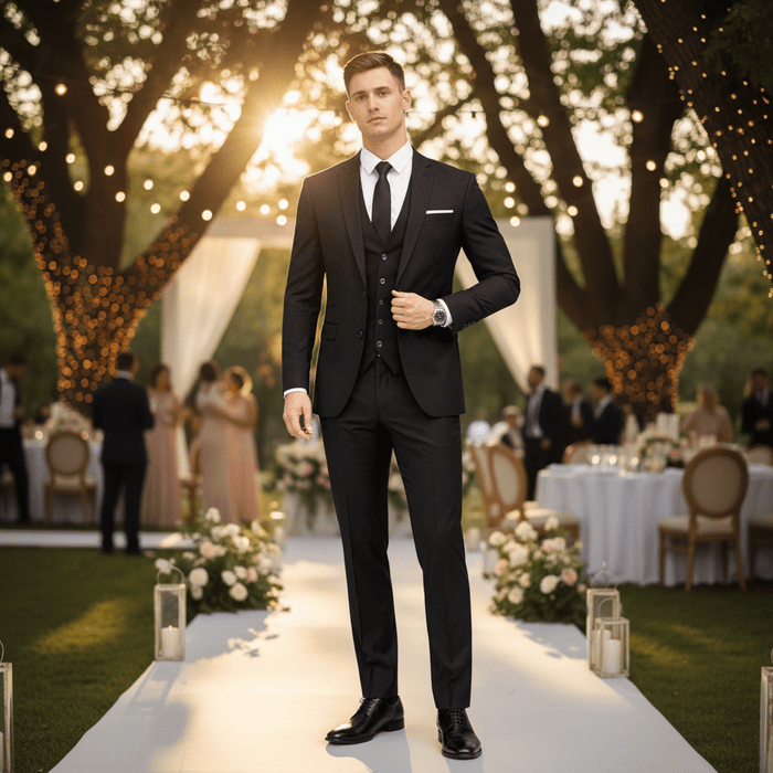 Dominic 3 - Piece Slim Fit Suit – Men's Notch Lapel Blazer, Waistcoat & Trousers Set - Monsta Online