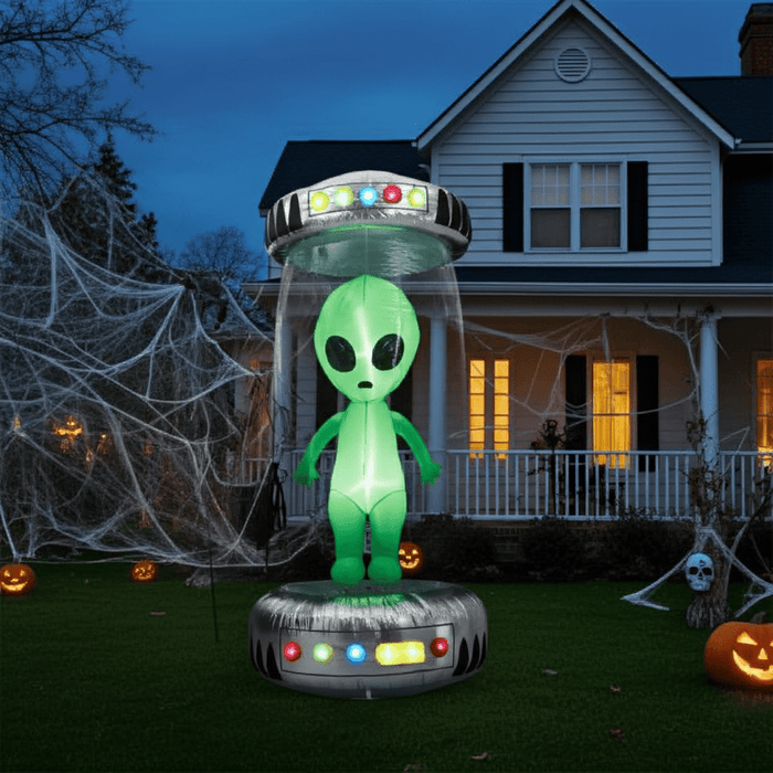 8.2FT Halloween Inflatable UFO with Alien and RGB LED Lights - Monsta Online