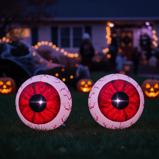 2 Pack 3ft Inflatable Halloween Eyeballs with LED Lights and Air Blower - Monsta Online