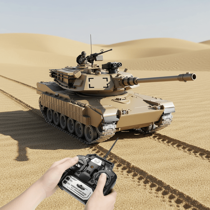 1:18 RC M1A2 Abrams Metal Battle Tank – Shoots BBs & Water with Smoke, Sound, Lights and Dual Batteries - Monsta Online