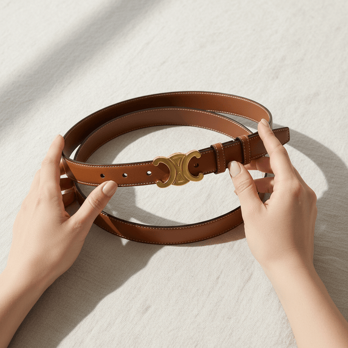 Luxury Leather Belt with Gold Buckle – Elegant Adjustable Waist Belt for Men & Women - Monsta Online