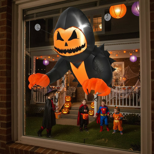 3.3ft Hanging Halloween Inflatable Pumpkin Head Ghost with LED Lights - Monsta Online