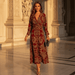 Violet A - Line Maxi Dress – Women's Elegant Wedding Guest Dress with V - Neckline - Monsta Online