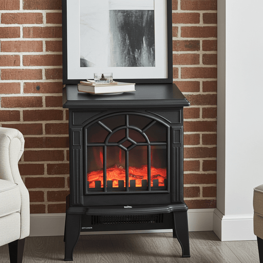 18" Black Electric Fireplace Stove with Realistic Flame - Monsta Online