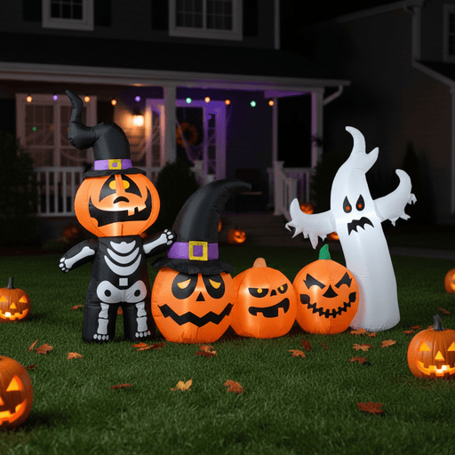 7.5FT Halloween Inflatable Pumpkin, Ghost and Skeleton with LED Lights - Monsta Online