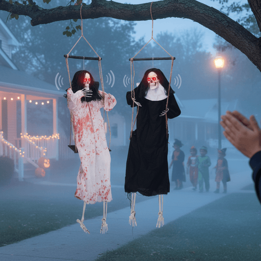 3ft Sound - Activated Hanging Halloween Ghosts with Light - Up Eyes and Screaming Sound - Monsta Online