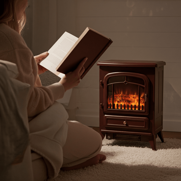 22" Red Electric Fireplace Heater Freestanding with Adjustable Heat Settings - Monsta Online