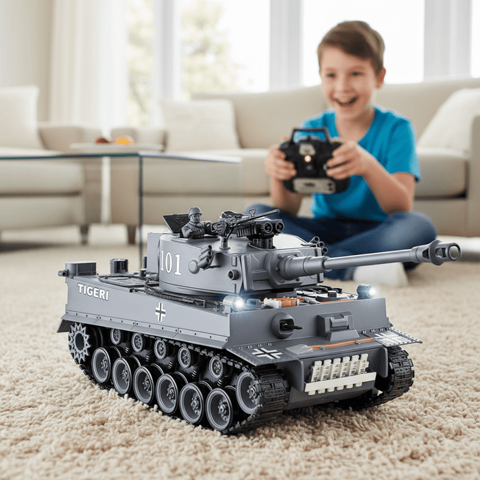 1:18 Scale German Tiger I RC Battle Tank - Airsoft BB Shooter with Recoil Effect for Kids Adults - Monsta Online