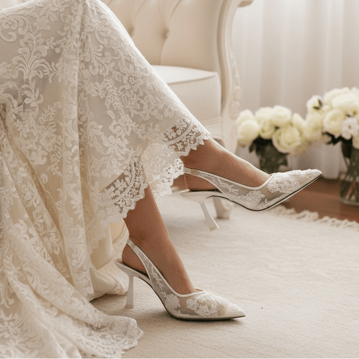 Tabitha Slingback Heels – Luxury Beaded Lace Pumps for Women, Elegant & Comfortable - Monsta Online